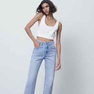 Zara High Rise Straight Leg Jeans